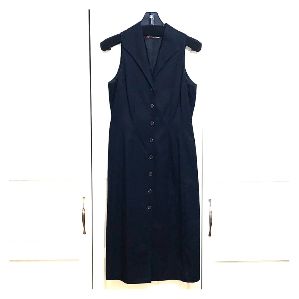 Sleeveless black button down front dress